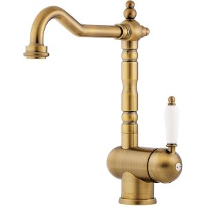 Смеситель для кухни Omoikiri Kyoto Латунь античная / Белый 4994287